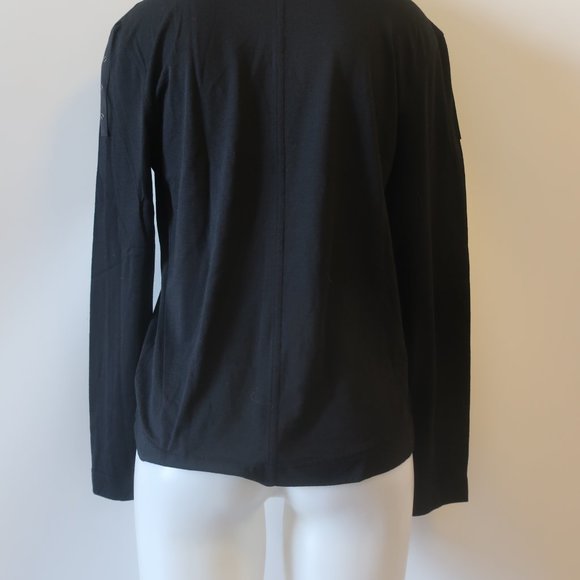 Womens John Bartlett Black Wool Blend Mixed Media Turtleneck Sweater L * - Picture 9 of 11